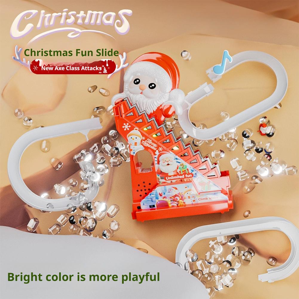 Electric Climbing Stairs Santa Toy Cute Christmas Holiday Gift With Light Music Interactive Early Education Slide Toy For Kids