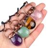 Retro Red Copper Bag Shaped Natural Healing Rose Quartz Stone Pendant for Women Men Jewelry Making