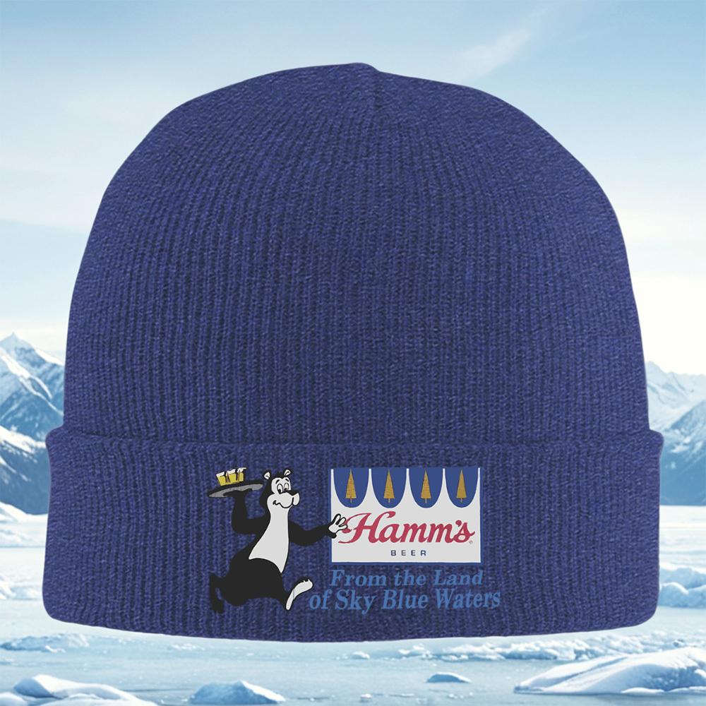 Bear serving Hamm's beer logo blue water Men Women Unisex Knitted Hat Beanie Pullover Cap Winter Thermal Warm Christmas Outdoor