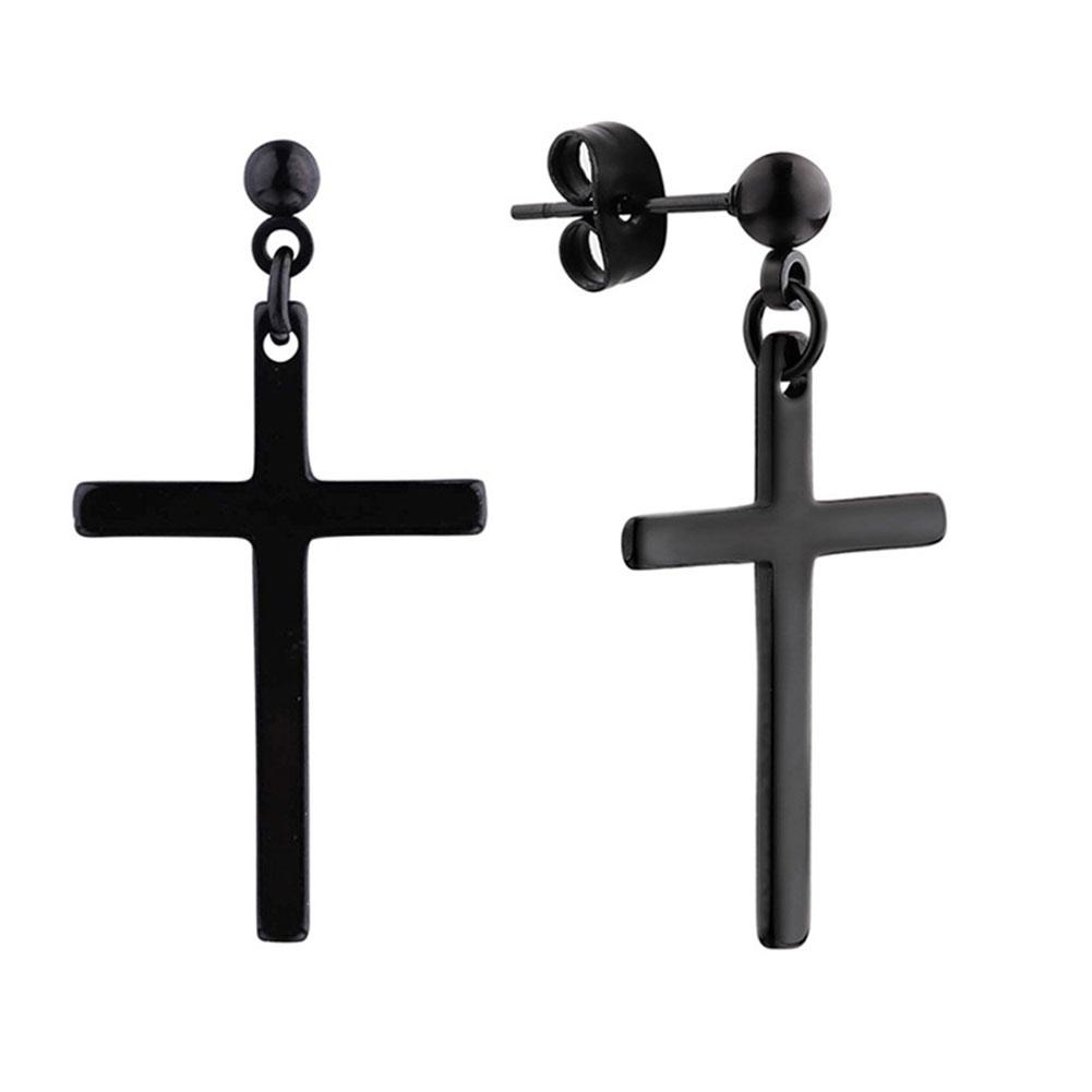 1 Pair Punk Stainless Steel Stud Earrings Black Earrings Set For Men Women Vintage Hip Hop Piercing Ear Fashionable and Minimalist Jewelry