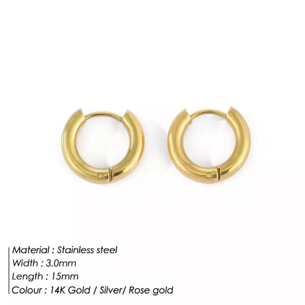 

Retro Minimalism Stainless Steel Hoop Earrings for Woman Girls Gold Color Metal Circle Earring Party Gifts Simple Jewelry Silver Color
