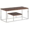 VidaXL Coffee Table Silver Stainless Steel and Solid Larch Wood, Side Table, End Table, Accent Table, Table 350021