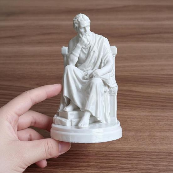 Ornaments with Philosopher Shape Stable Base 3D Printed Sculpture Retro Literary Desktop Decoration for Study Room Office Entrance Hall