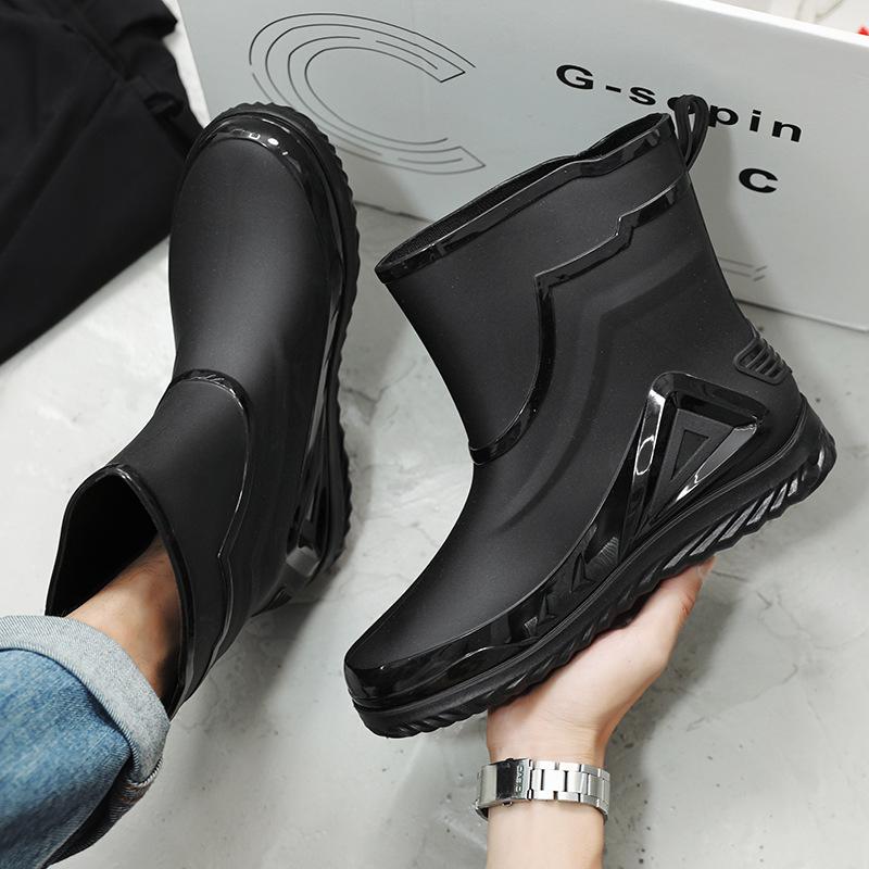 Men's rain shoes new autumn takeaway fishing special rider non-slip waterproof rubber shoes medium tube breathable work water shoes