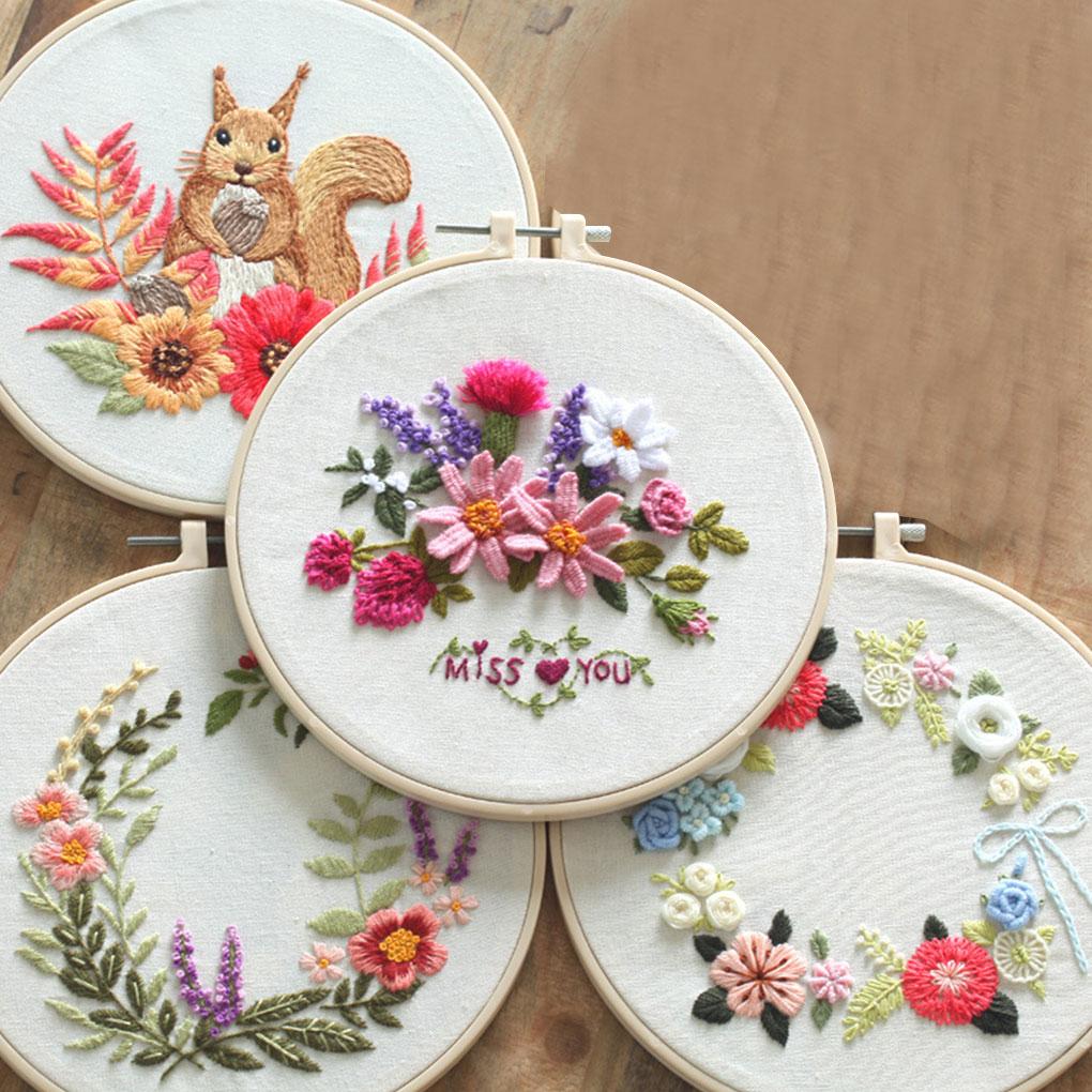 Kit de Inicio de Bordado con Patrón Impreso DIY Puntada para Principiantes Herramientas Semiacabadas