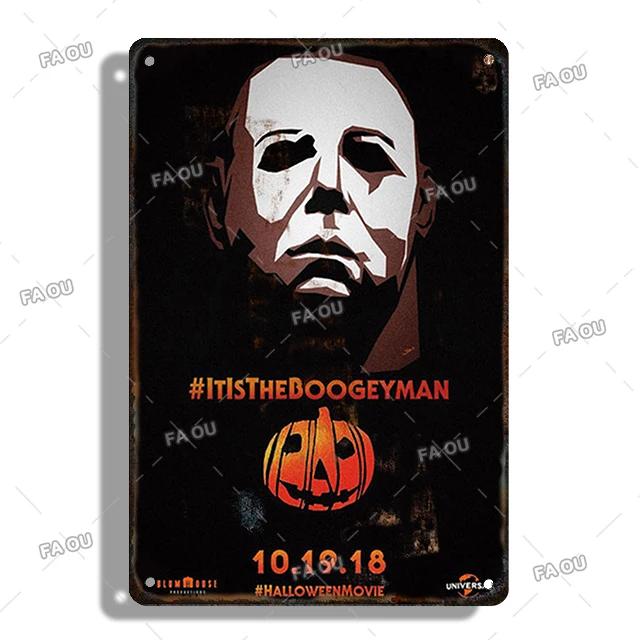 Halloween Movie Decorative Plaque Tin Metal Retro Sign Cinema Cafe Bar Decoration Poster Board Modern Home Wall Decor Aesthetic