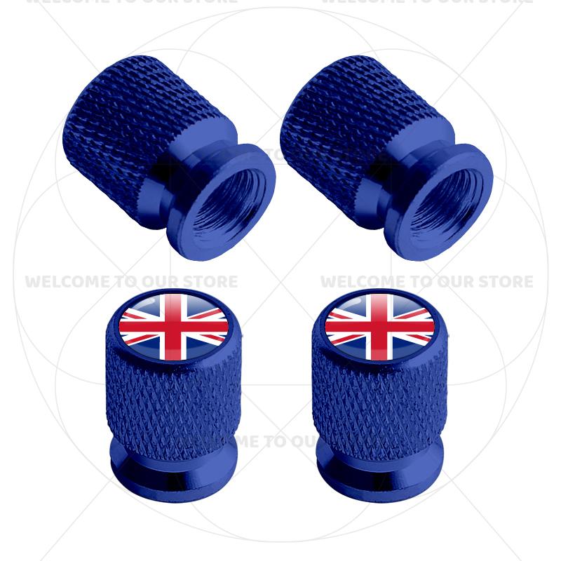 Für Schweden Schwedische Flagge Union Jack Großbritannien Flagge KDCM3 Emblem 4 Stück Aluminium Motorrad Auto Reifenventilkappen Radventil Staubkappen