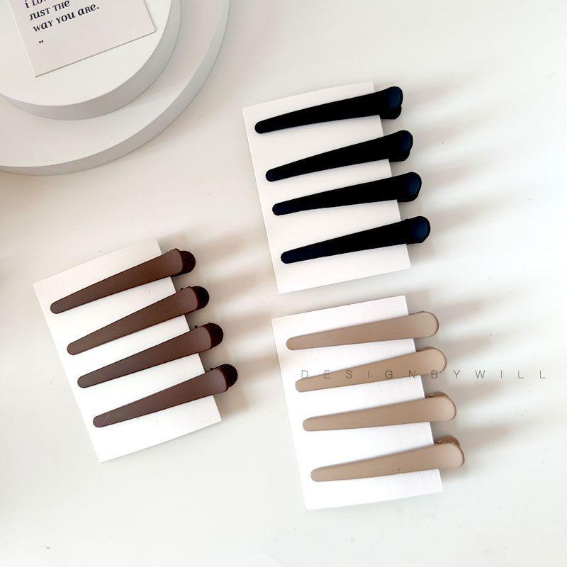 4Pcs/Set 7.8cm Barrettes Matte Solid Plastic Duckbill Hair Clips Hairpin No Trace Bangs Headwear Hair Accessories Women Girls