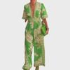2024 Spring Women's V-Neck Short-Sleeve Printed Jumpsuit