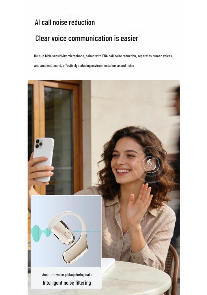 T30 Wireless Bluetooth Sport Ear Hook with Noise Canceling, Long Battery Life, Single Ear Design