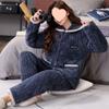Pajamas women's winter warm winter fleece thickened coral fleece three layers of cotton autumn and winter women's loungewear