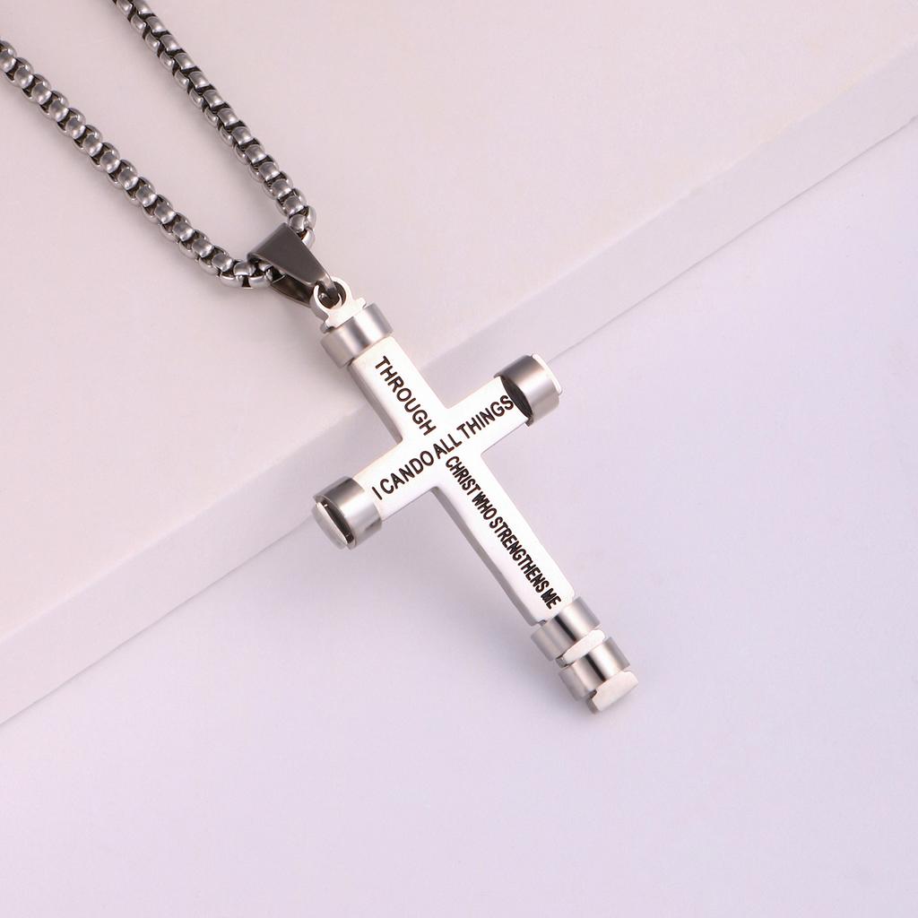 Collier Homme Spiritual Male Minimalism Stainless Steel Necklace Man's Jesus Cross Necklace for Man Collar Hombre