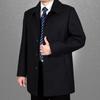 Men's Classic Wool Coat - Mid-Length, Thickened Cashmere for Autumn/Winter, Ideal for Middle-Aged & Elderly.