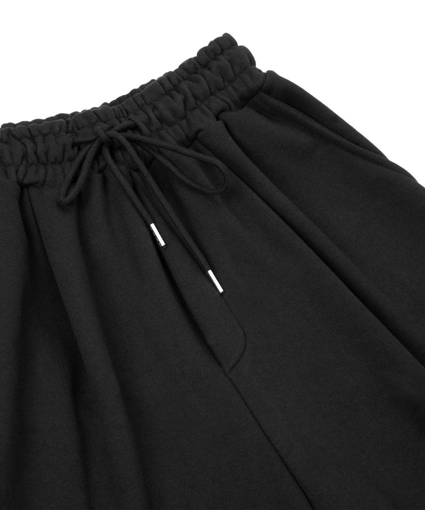 MOO Single-Pleat Balloon Wide Sweatpants - Black