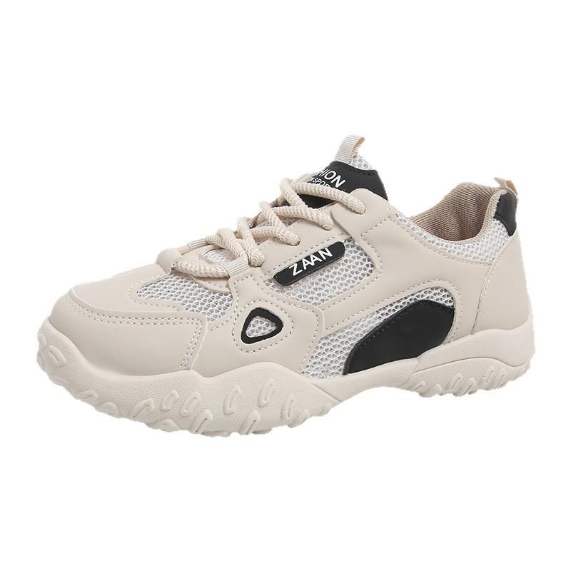 Korean version of mesh breathable sports shoes women's 2025 summer new versatile color matching lace-up low-top casual shoes outer wear