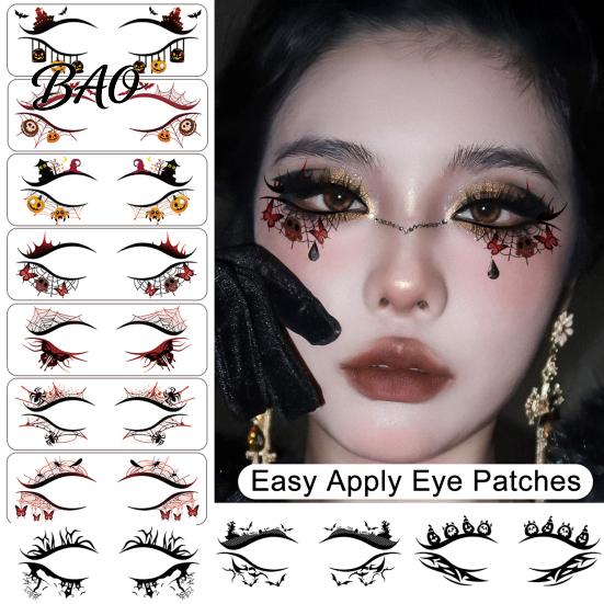 Ghostly Eye Decorations 2 Pairs Halloween Tattoo Stickers, Waterproof Temporary Face Decals with Creative Festival Party Supplies Pumpkin Bat