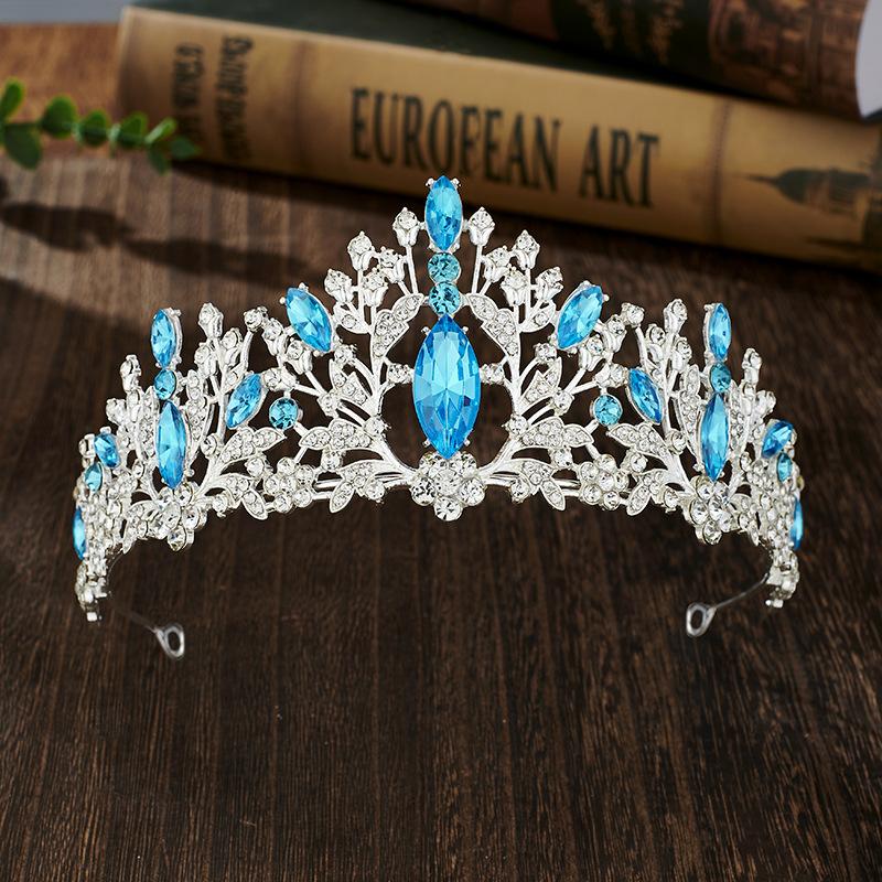 Colorful Rhinestone Bride's Crown Retro Style  Golden Wedding Design  Alloy Crown Headwear  Dress Accessories