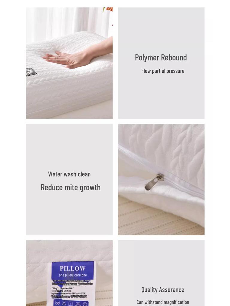 Rectangle High Neck Support Pillow - Non-Collapsing, Ideal for Dorms and Hotels, Knitted Core, Single Size.