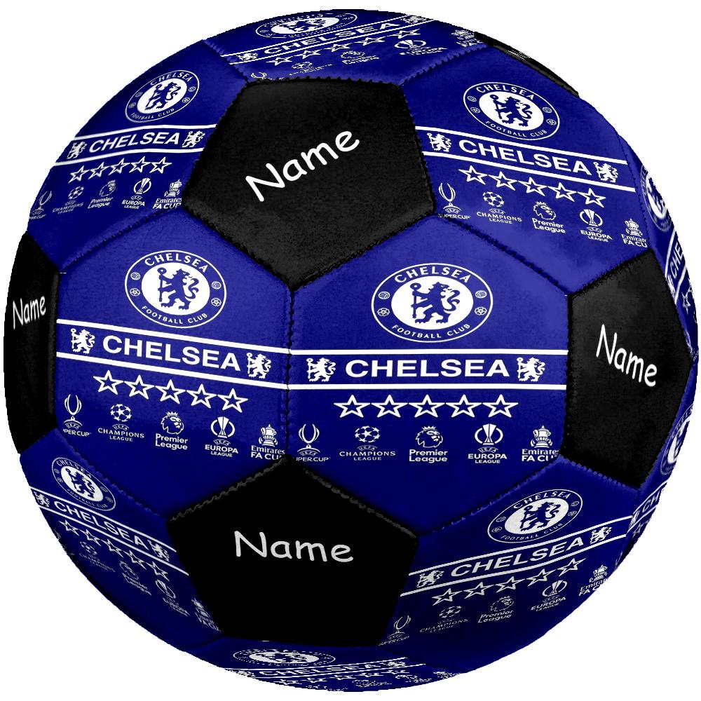 Individuell beschriftbarer Fußball im Chelsea FC Design, Größe 5, Geeignet für Indoor- und Outdoor-Spiele, ein Geschenk für jeden geeignet.