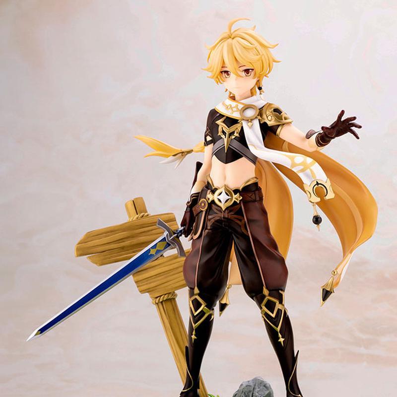 25cm Genshin Impact Lumine Anime Figure Genshin Impact Aether Action Figure Paimon /Klee Figurine Collection Model Doll Toys Gift