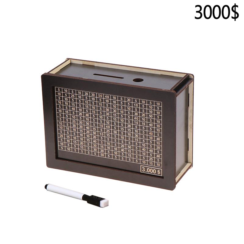 500/1000/2000/3000/5000/10 000 euro sparebøsse Sparegris Wood Money Bank Gjenbrukbar pengebøsse med sparemål og tallbokser