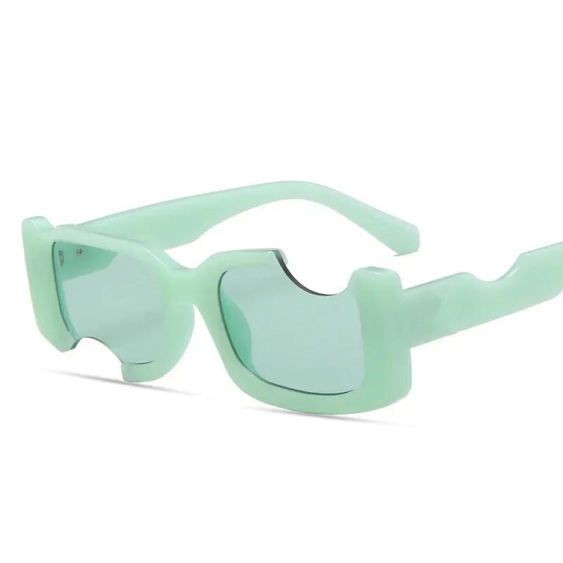 

Fashion Small Square Gap Frame Blue Pink Sunglasses For Women Vintage Gradient Sun Glasses Men Hip Hop Shades Green