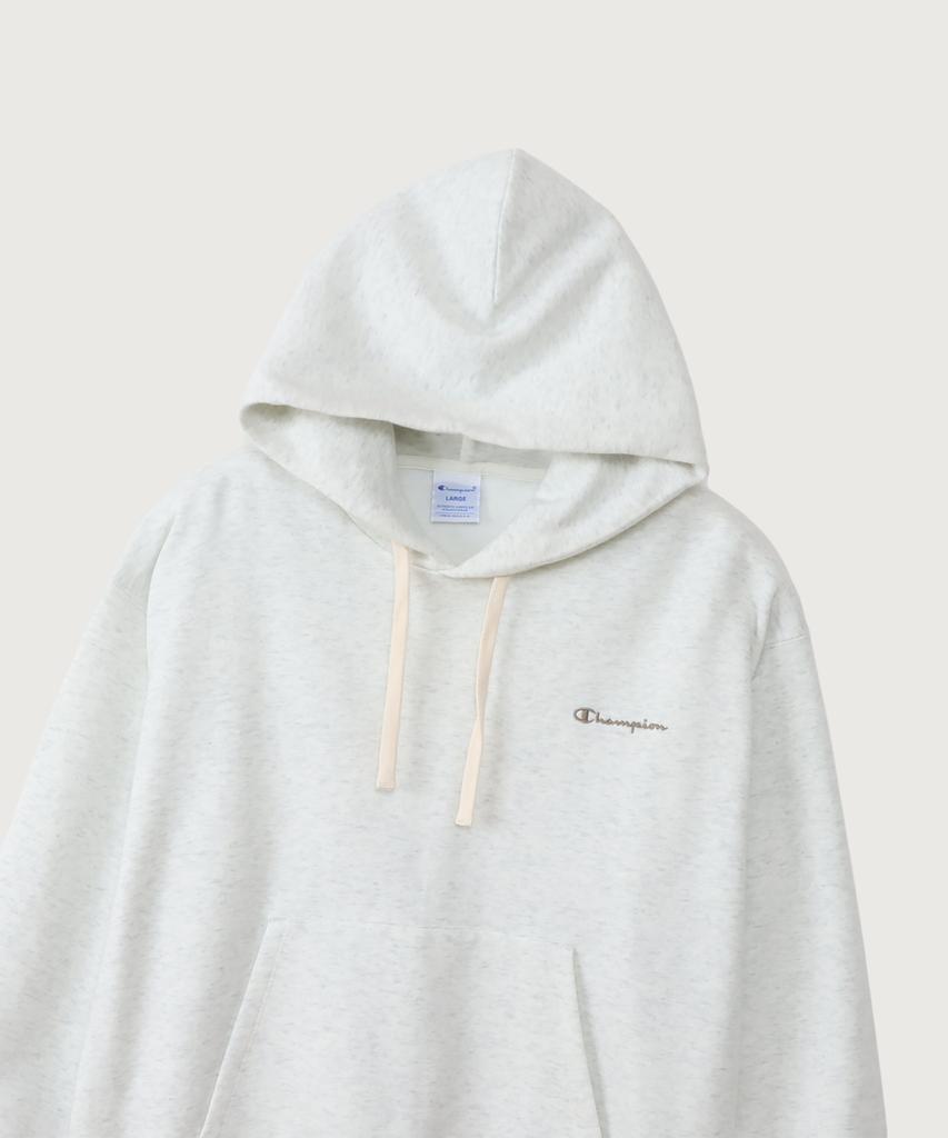 Women'S Small Script Logo Loose Fit Fleece Hoodie Oatmeal