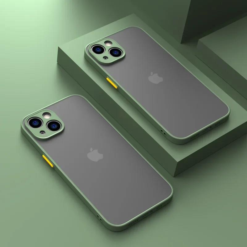 Shockproof Thin Matte Case For For Iphone 1 16 13 12 11 14 Pro Max Plus Mini XR XS X Silicone Bumper Clear Hard Cover Capa funda