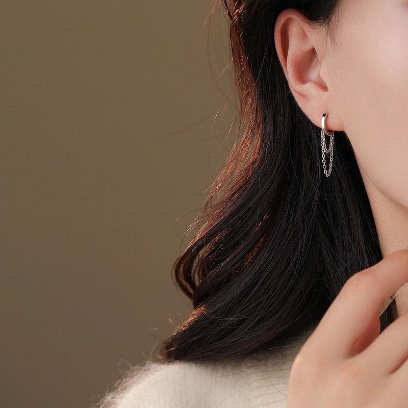 925 Sterling Silver Vintage Earrings For Women Trendy Simple Tassel Chain Earring Jewelry Prevent Allergy Party Accessories Gift