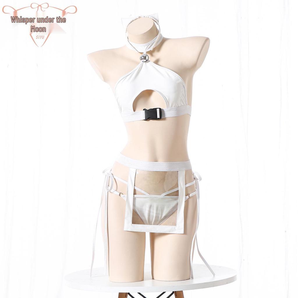 Sexy Patent Leather Catwoman Lingerie Set - Anime Bunny Girl Tease