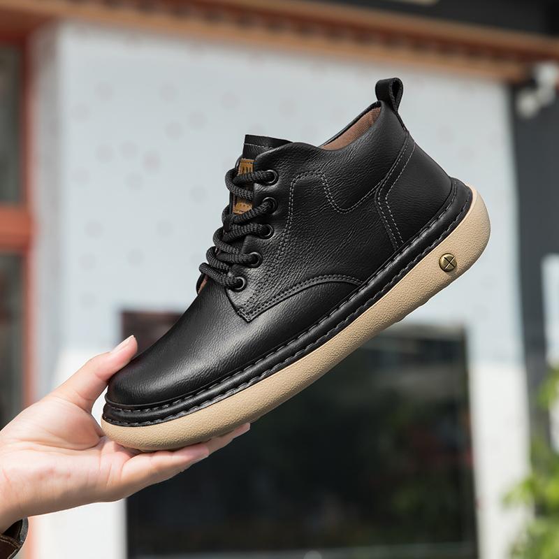Men Boots Winter High Top Leather Shoes Fashion Shoes Fashion Ankle Boots Business Casual Outdoor Shoes Male Sneakers New