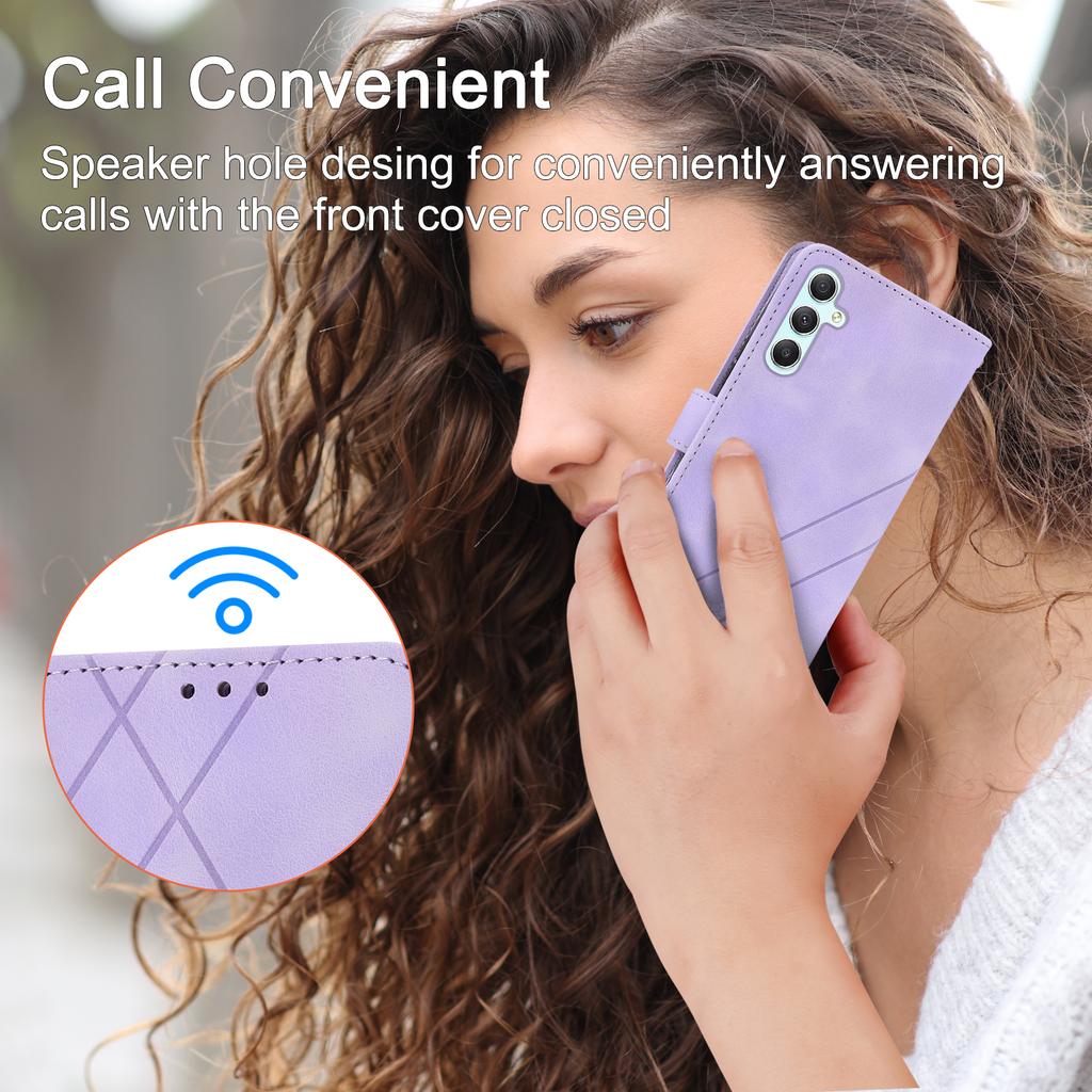 For Samsung Galaxy A17 5G/A26 5G Case Imprinted Line Leather Phone Cover with Handy Strap