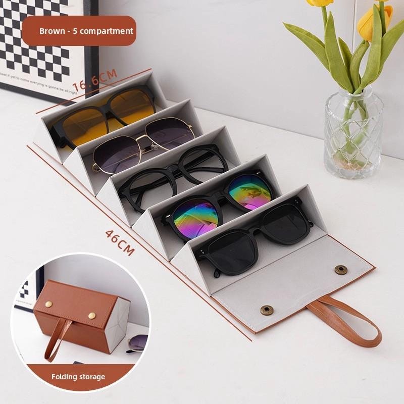 Portable Glasses Sunglasses Multi Grid Folding Travel Portable Storage Box