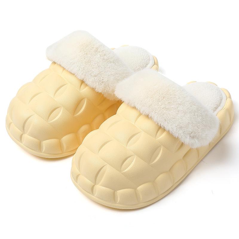 Removable waterproof cotton slippers women's winter thick-bottomed plush non-slip warm men's home household square