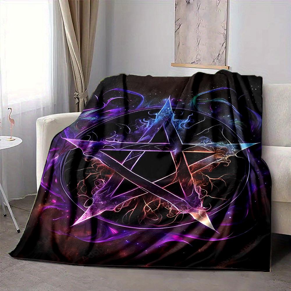 1pc Witchcraft Symbol Blanket, Lightweight Flannel Throw Blanket for Sofa, Bed, Travel, Camping, Living Room, Office, Couch051
