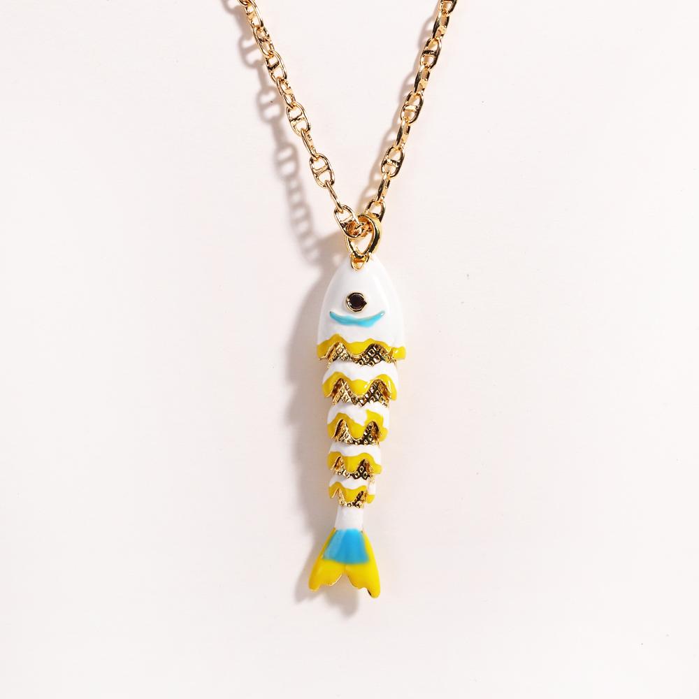 Prachtige Oceaankleurige Emaille Vis Hanger Ketting voor Vrouwen Roestvrij Staal Sleutelbeen Ketting Schattige Luxe Sieraden Cadeau