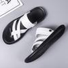 Comfortable Mens Sandals Solid Color Open Toe Mens Leather Sandal New Slippers Beach for Male  Footwear 2025