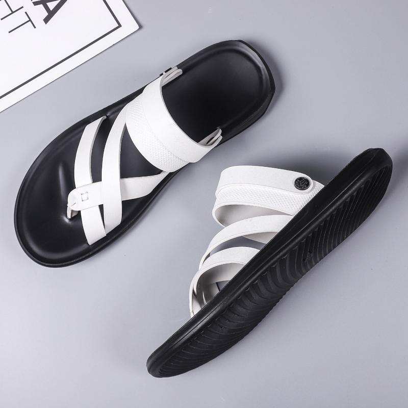 Comfortable Mens Sandals Solid Color Open Toe Mens Leather Sandal New Slippers Beach for Male  Footwear 2025