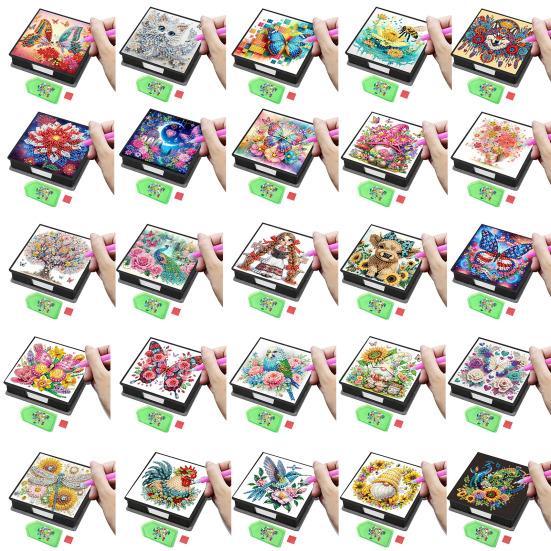 DIY Note Box Diamond Art Kit Sticky Note Holder Craft Set Diamond Art Project Memo Pad Holder DIY Kit for Gift And Home Office Desk Decor