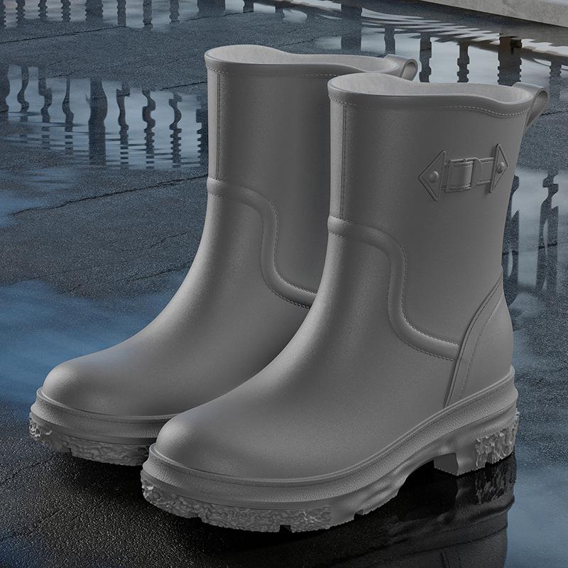 Water shoes new medium and low tube women's fashion rain boots, women's outer wear thickened non-slip women