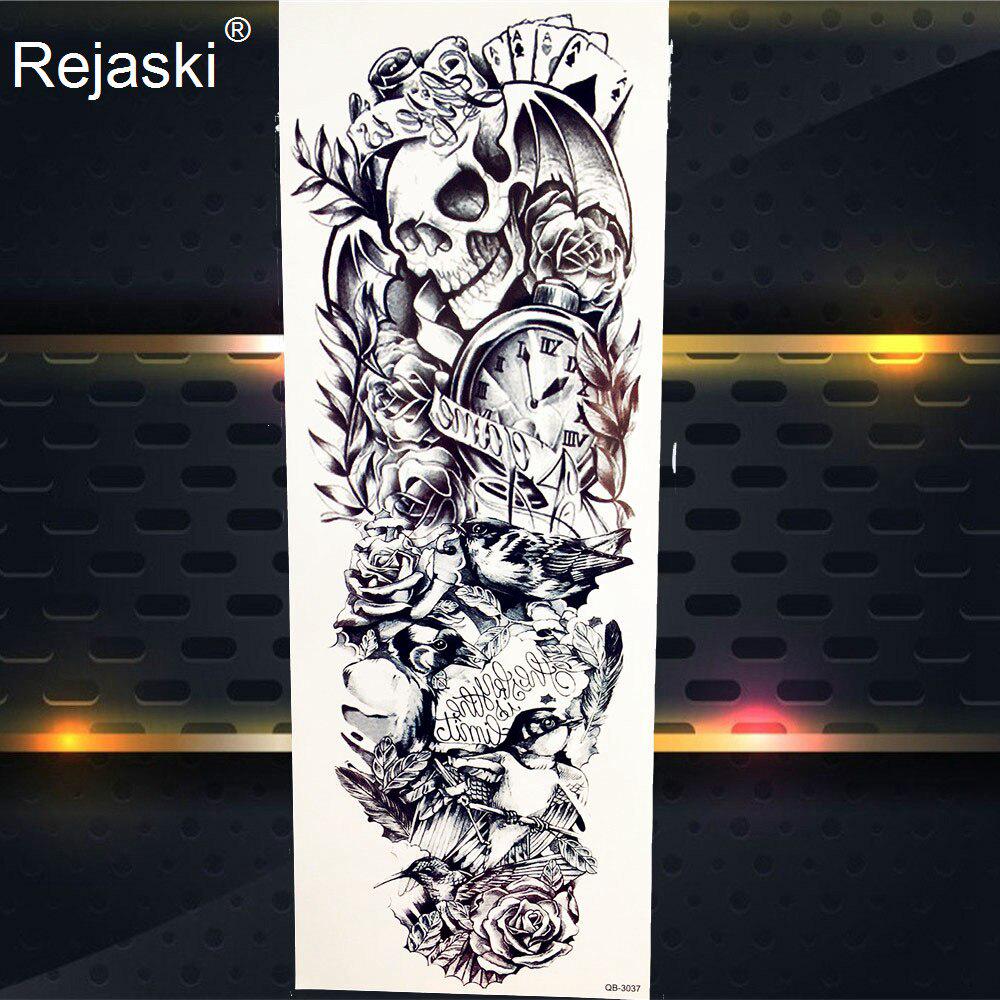 1PC Cool Totem Temporary Tattoo Fake Black Full Arm Tattoo Sticker For Men Summer Style Tatoos Decal