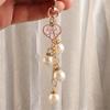 Creative Alloy Keychain Retro Imitation Pearl Crystal Keyring Fashion Bag Metal Accessories Car Key Holder Jewelry Couple Gifts