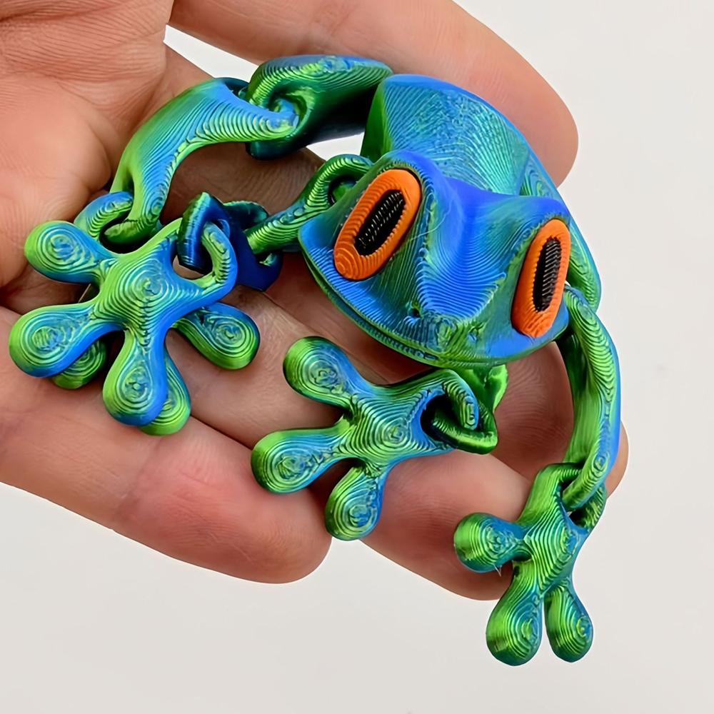 3D Printed Magnetic Frog Coloful 12.3Cm/5In Lifelike Movable Frog Magnet For Fridge Articulated Magnetic Refrigerator Sticker