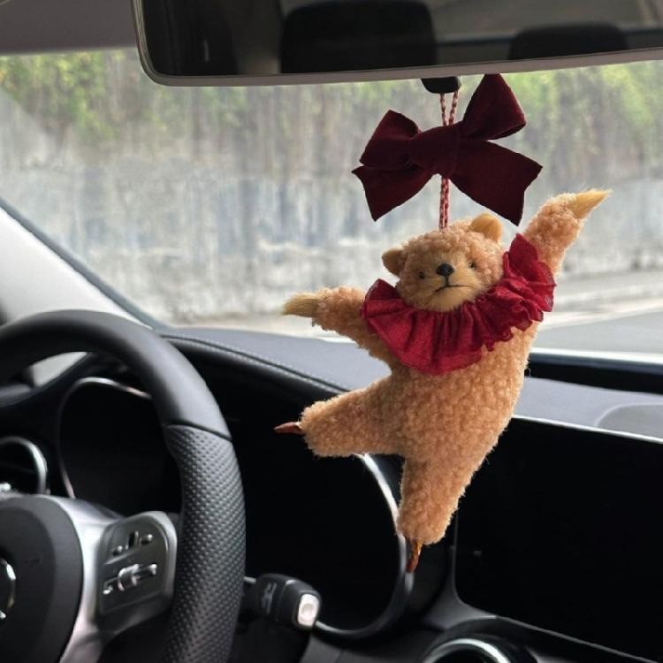 Ballet Bear Keychain Plush Hanging Ornament for Bags Keys Car Interior Pendant Decoration Daily Use Keyring Accessories