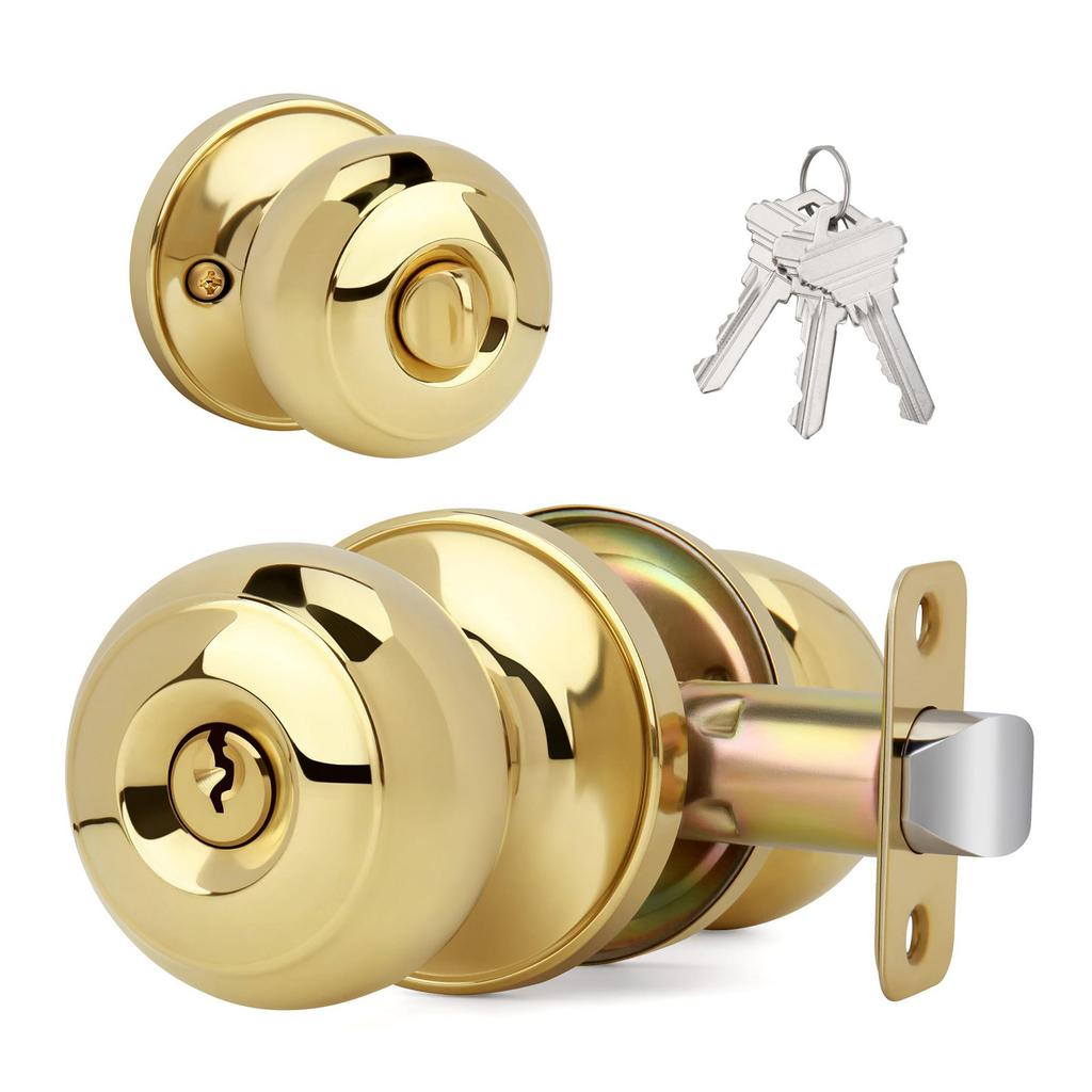Maniglia per porta con serratura rotonda Manopola per porta in lega di zinco Maniglie per porta in metallo Manopola con chiave Maniglie per porte interne
