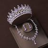 European and American Retro Bride Crown Headpiece Purple Luxury Three Piece Set Crown
