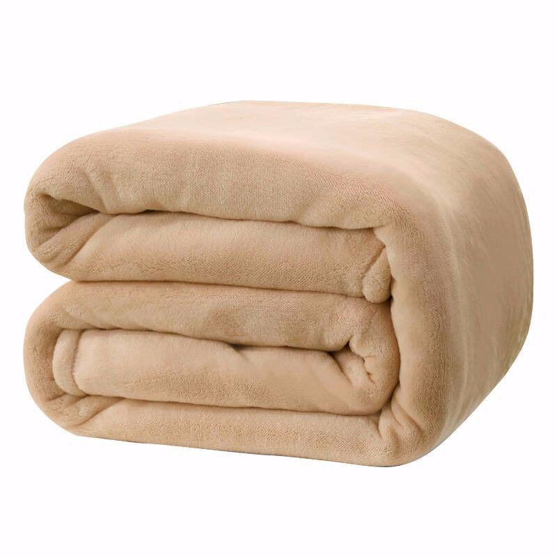Double-Sided Coral Fleece Flannel Blanket - Thick, Solid Color, Customizable Office Nap Blanket
