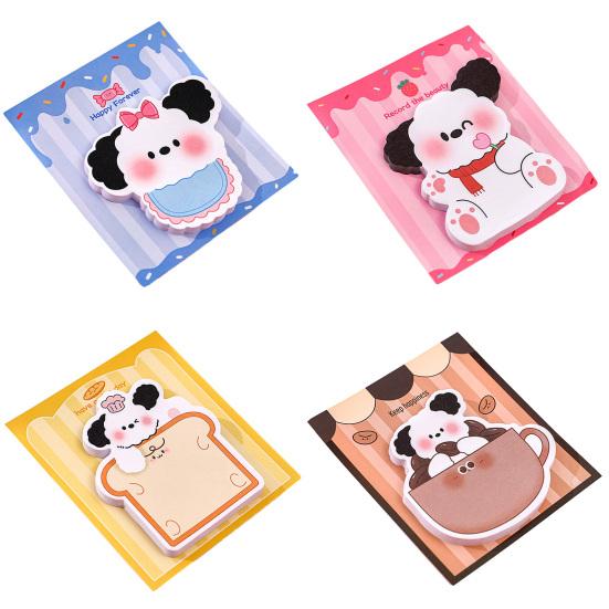 Conjunto de Blocos de Notas Fofos em Forma de Cachorro com 4 Peças Desenho Animado Blocos de Notas Autoadesivos Forte Adesão Papel Espesso Adaptação a Múltiplas Cenas Material de Escritório e Escolar