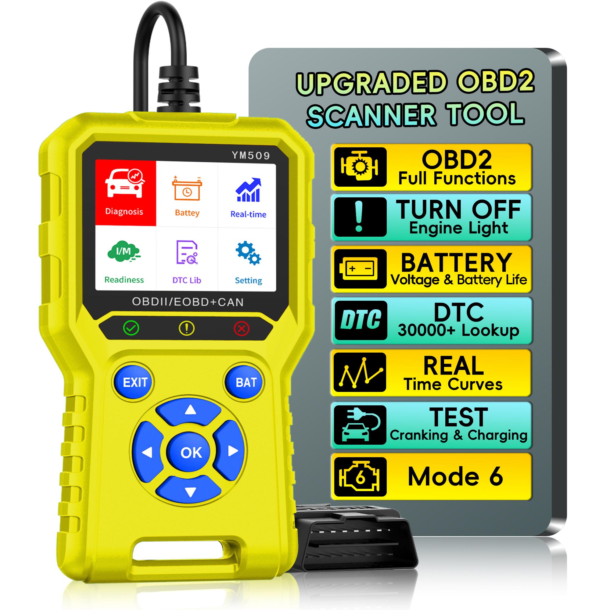 

Диагностический сканер OBD2, считыватель кодов Check Engine со сбросом OBDII/EOBD Автомобильный диагностический сканер жёлтый