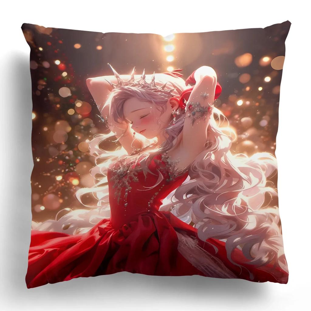 Christmas Decoration Kawaii Disney Elsa Princess Decorative Pillowcase Living Room Cushion Cover Room Decoration Christmas Gift